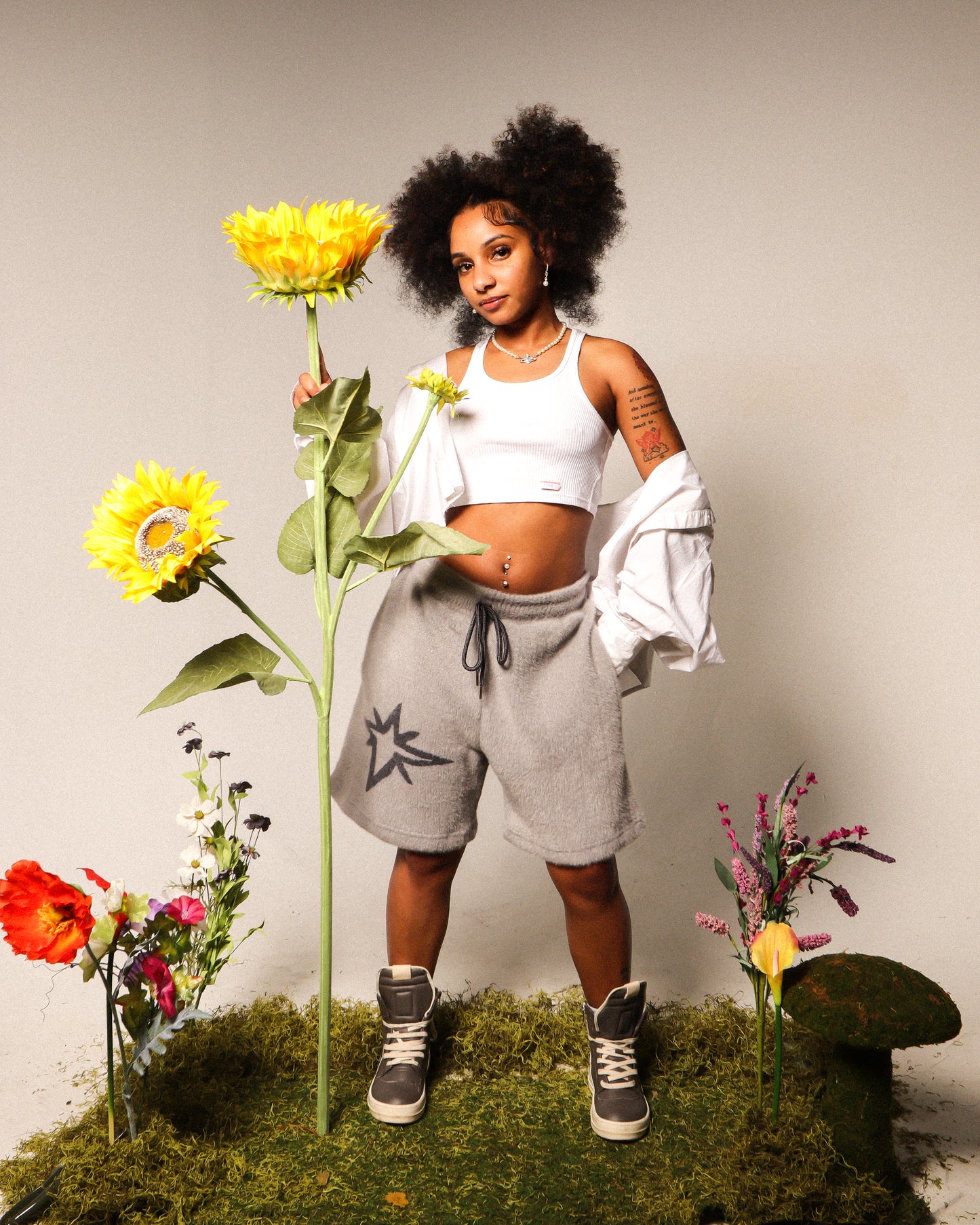 Slate Mohair Shorts