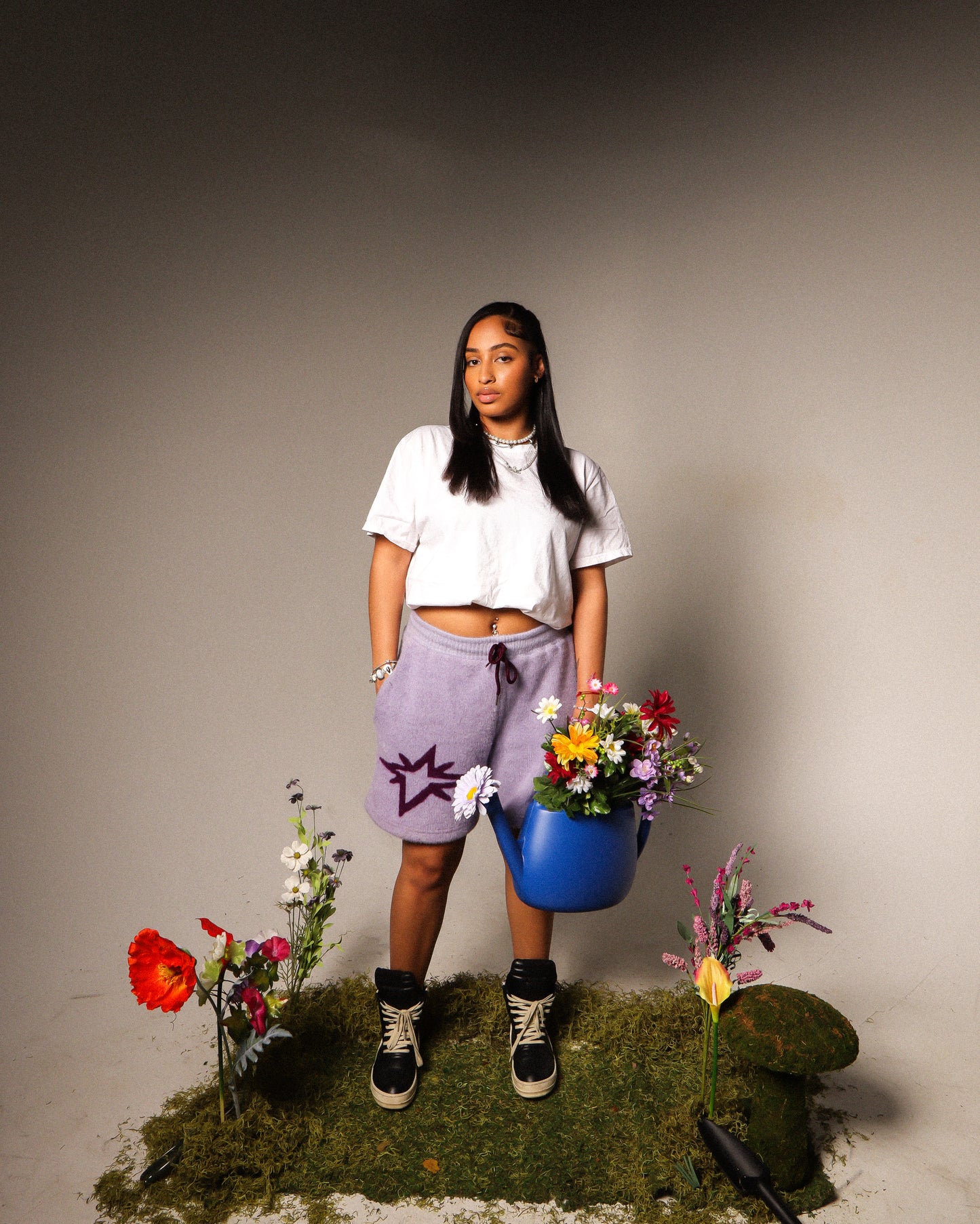 Lilac Mohair Shorts